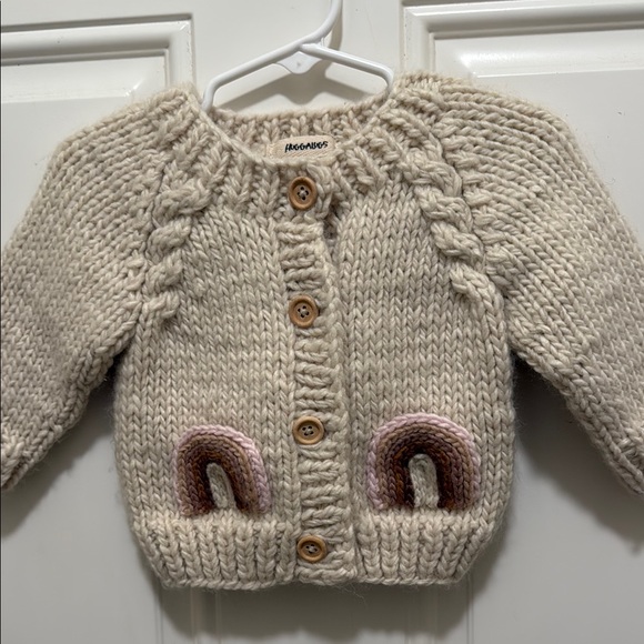 Beige Knit Kids Cardigan with Rainbow Detail - Picture 5 of 6